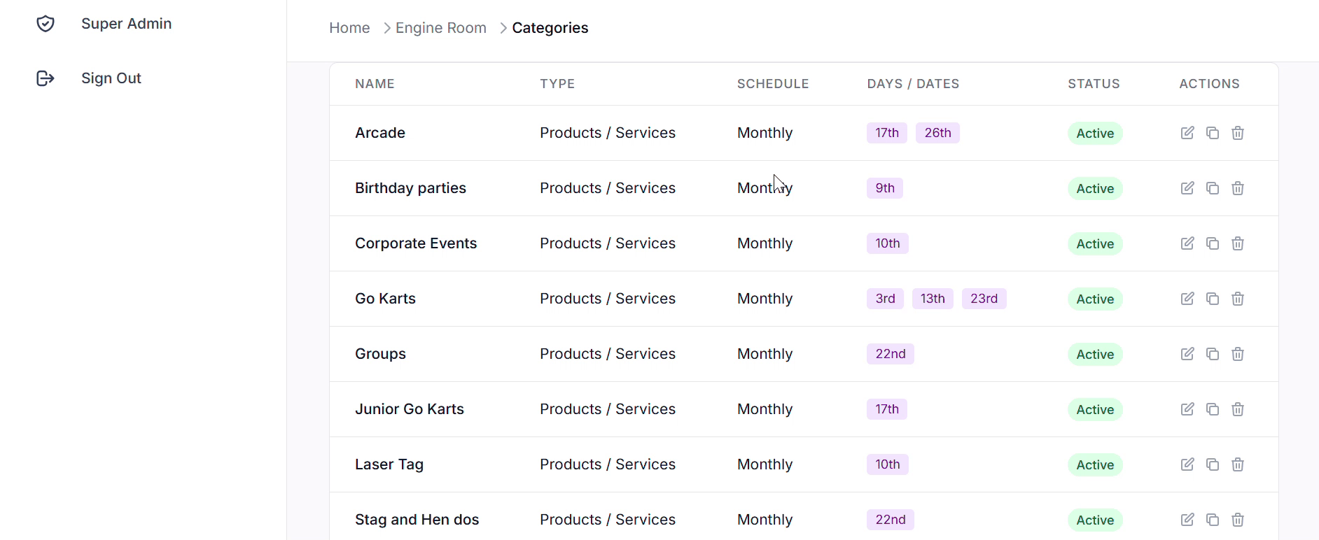 Ferdy dashboard demo